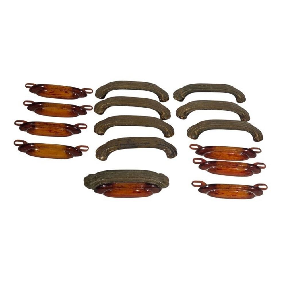Antique Art Deco Bakelite Drawer Pulls 8 Sets+ 15 Slot Screws